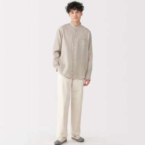 Discount Men's Linen Stand Collar Shirt Shirts & Polos