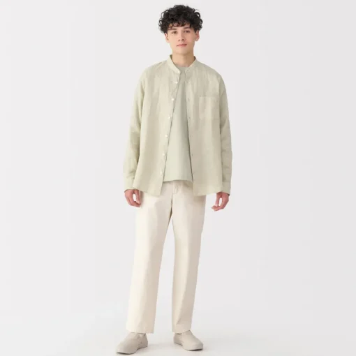 Discount Men's Linen Stand Collar Shirt Shirts & Polos