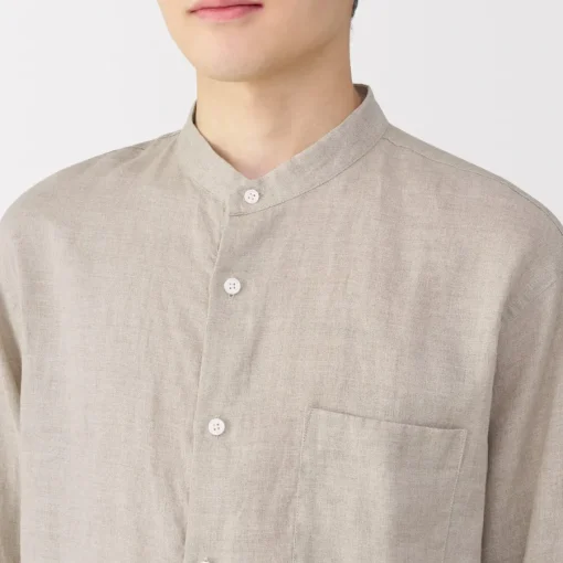 Discount Men's Linen Stand Collar Shirt Shirts & Polos