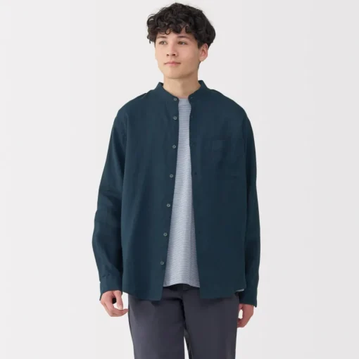 Discount Men's Linen Stand Collar Shirt Shirts & Polos
