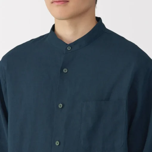 Discount Men's Linen Stand Collar Shirt Shirts & Polos