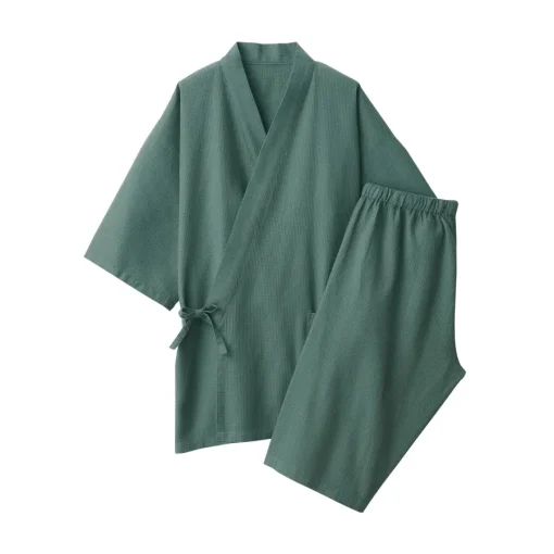 New Men's Lyocell Blend Waffle Weave Jinbei Loungewear Set Pajamas & Loungewear|Loungewear