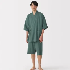 New Men's Lyocell Blend Waffle Weave Jinbei Loungewear Set Pajamas & Loungewear|Loungewear