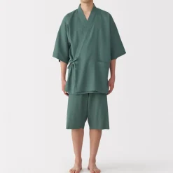 New Men's Lyocell Blend Waffle Weave Jinbei Loungewear Set Pajamas & Loungewear|Loungewear
