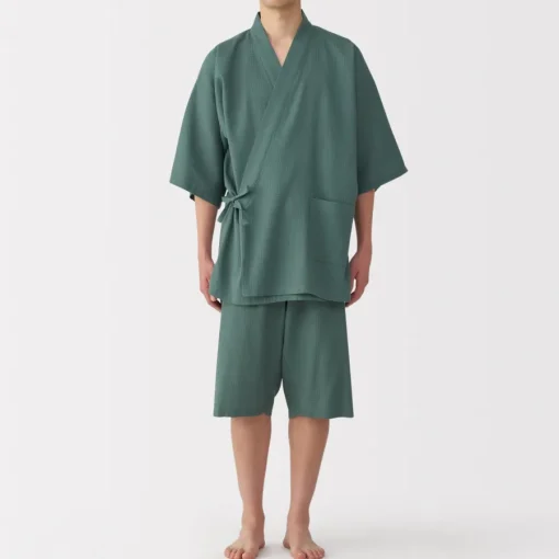 New Men's Lyocell Blend Waffle Weave Jinbei Loungewear Set Pajamas & Loungewear|Loungewear