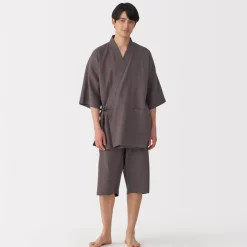 New Men's Lyocell Blend Waffle Weave Jinbei Loungewear Set Pajamas & Loungewear|Loungewear
