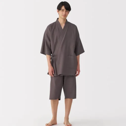 New Men's Lyocell Blend Waffle Weave Jinbei Loungewear Set Pajamas & Loungewear|Loungewear