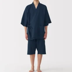 New Men's Lyocell Blend Waffle Weave Jinbei Loungewear Set Pajamas & Loungewear|Loungewear