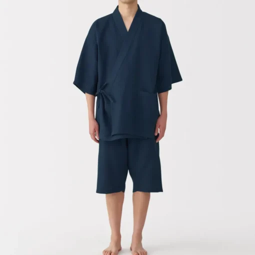 New Men's Lyocell Blend Waffle Weave Jinbei Loungewear Set Pajamas & Loungewear|Loungewear