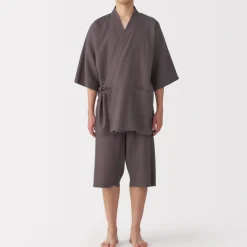 New Men's Lyocell Blend Waffle Weave Jinbei Loungewear Set Pajamas & Loungewear|Loungewear