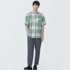 Clearance Men's Madras Check Button Down Short Sleeve Shirt Shirts & Polos