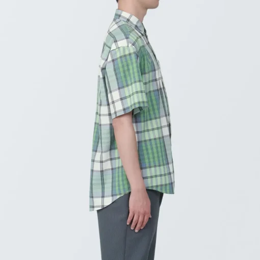 Clearance Men's Madras Check Button Down Short Sleeve Shirt Shirts & Polos
