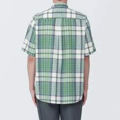 Clearance Men's Madras Check Button Down Short Sleeve Shirt Shirts & Polos