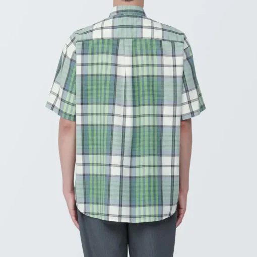 Clearance Men's Madras Check Button Down Short Sleeve Shirt Shirts & Polos