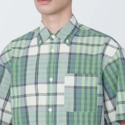 Clearance Men's Madras Check Button Down Short Sleeve Shirt Shirts & Polos