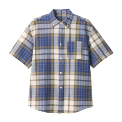 Clearance Men's Madras Check Button Down Short Sleeve Shirt Shirts & Polos