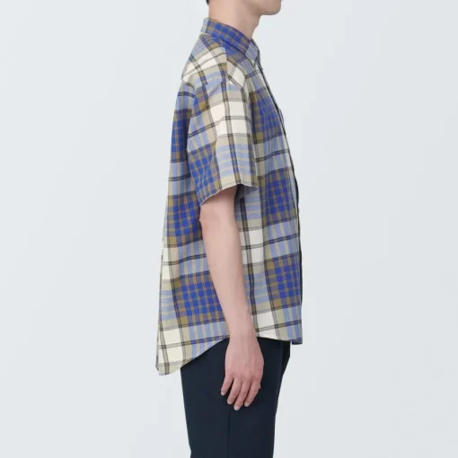 Clearance Men's Madras Check Button Down Short Sleeve Shirt Shirts & Polos