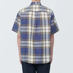 Clearance Men's Madras Check Button Down Short Sleeve Shirt Shirts & Polos