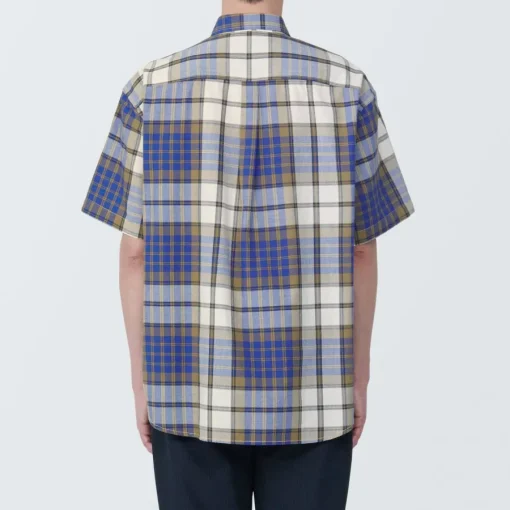 Clearance Men's Madras Check Button Down Short Sleeve Shirt Shirts & Polos