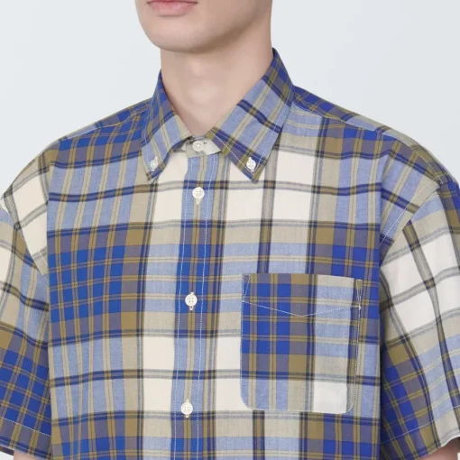 Clearance Men's Madras Check Button Down Short Sleeve Shirt Shirts & Polos