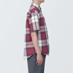 Clearance Men's Madras Check Button Down Short Sleeve Shirt Shirts & Polos
