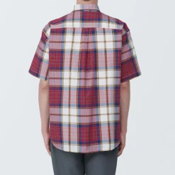 Clearance Men's Madras Check Button Down Short Sleeve Shirt Shirts & Polos
