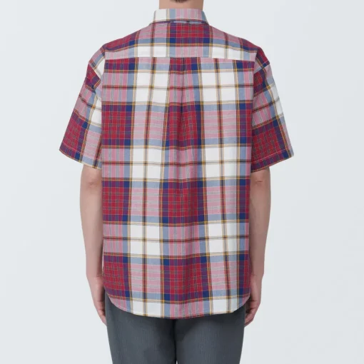 Clearance Men's Madras Check Button Down Short Sleeve Shirt Shirts & Polos