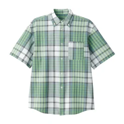 Clearance Men's Madras Check Button Down Short Sleeve Shirt Shirts & Polos