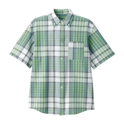 Clearance Men's Madras Check Button Down Short Sleeve Shirt Shirts & Polos