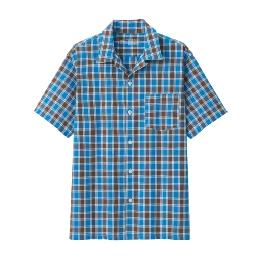 Clearance Men's Madras Check Open Collar Short Sleeve Shirt Shirts & Polos