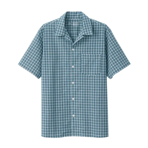 Clearance Men's Madras Check Open Collar Short Sleeve Shirt Shirts & Polos