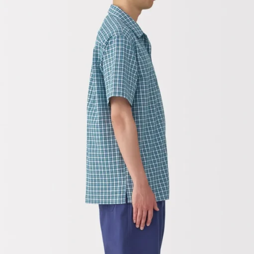 Clearance Men's Madras Check Open Collar Short Sleeve Shirt Shirts & Polos