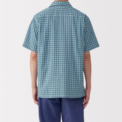 Clearance Men's Madras Check Open Collar Short Sleeve Shirt Shirts & Polos
