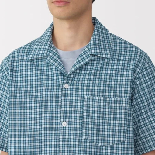 Clearance Men's Madras Check Open Collar Short Sleeve Shirt Shirts & Polos