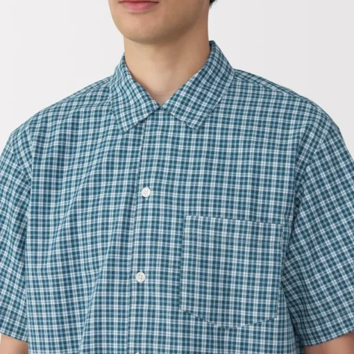Clearance Men's Madras Check Open Collar Short Sleeve Shirt Shirts & Polos