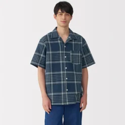 Clearance Men's Madras Check Open Collar Short Sleeve Shirt Shirts & Polos
