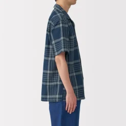Clearance Men's Madras Check Open Collar Short Sleeve Shirt Shirts & Polos