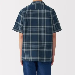 Clearance Men's Madras Check Open Collar Short Sleeve Shirt Shirts & Polos