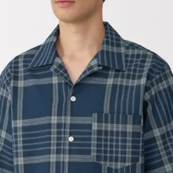 Clearance Men's Madras Check Open Collar Short Sleeve Shirt Shirts & Polos
