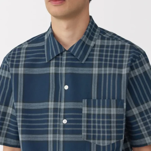 Clearance Men's Madras Check Open Collar Short Sleeve Shirt Shirts & Polos