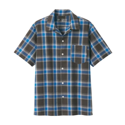 Clearance Men's Madras Check Open Collar Short Sleeve Shirt Shirts & Polos