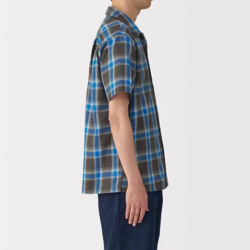 Clearance Men's Madras Check Open Collar Short Sleeve Shirt Shirts & Polos