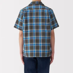Clearance Men's Madras Check Open Collar Short Sleeve Shirt Shirts & Polos