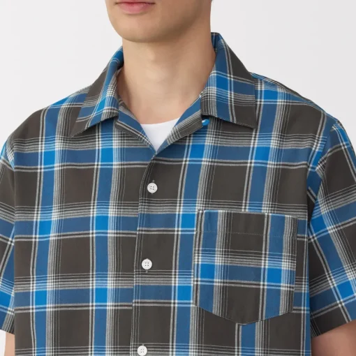 Clearance Men's Madras Check Open Collar Short Sleeve Shirt Shirts & Polos