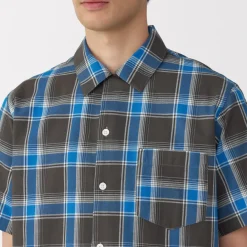 Clearance Men's Madras Check Open Collar Short Sleeve Shirt Shirts & Polos