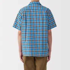 Clearance Men's Madras Check Open Collar Short Sleeve Shirt Shirts & Polos