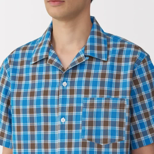 Clearance Men's Madras Check Open Collar Short Sleeve Shirt Shirts & Polos