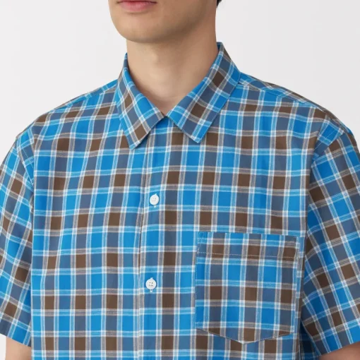 Clearance Men's Madras Check Open Collar Short Sleeve Shirt Shirts & Polos