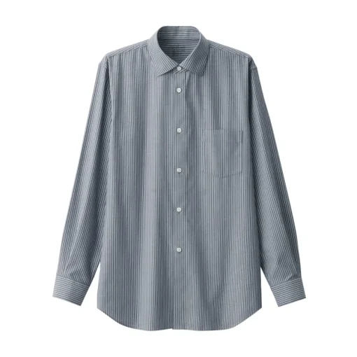 Outlet Men's Non-Iron Semi Wide Collar Striped Shirt Shirts & Polos