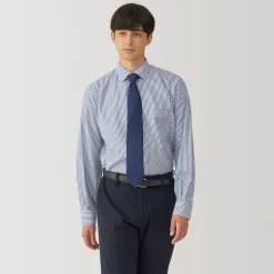 Outlet Men's Non-Iron Semi Wide Collar Striped Shirt Shirts & Polos